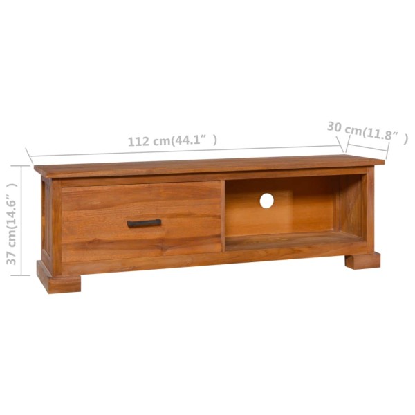 Mueble para TV de madera de teca maciza 112x30x37 cm