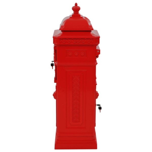 Buzón de columna de aluminio estilo vintage inoxidable rojo