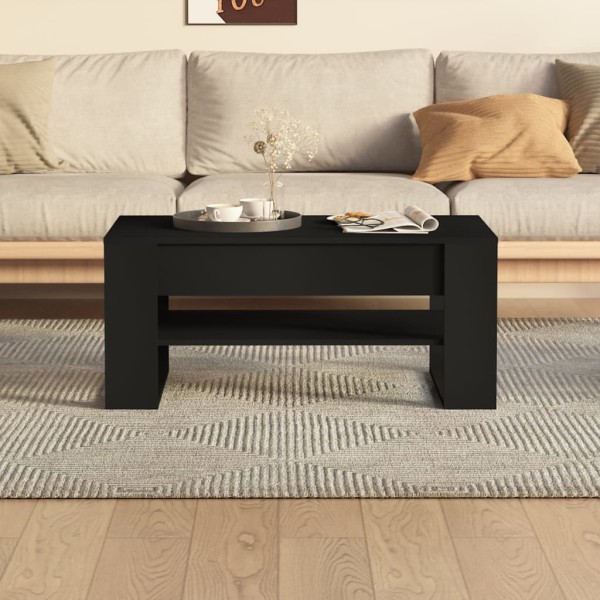 Mesa de centro madera contrachapada negro 102x55x45 cm