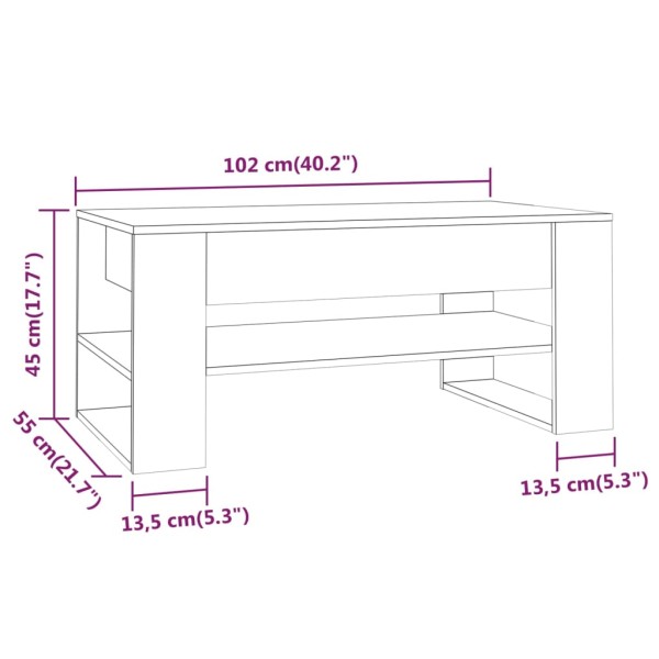 Mesa de centro madera contrachapada negro 102x55x45 cm