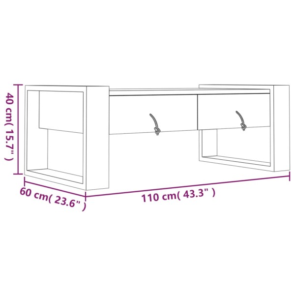 Mesa de centro de madera maciza de teca 110x60x40 cm