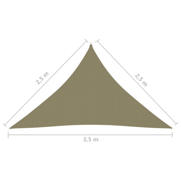 Toldo de vela triangular tela Oxford beige 2,5x2,5x3,5 m