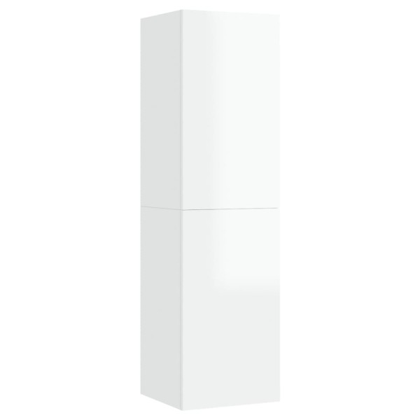 Mueble TV 2 uds contrachapada blanco brillante 30,5x30x110 cm