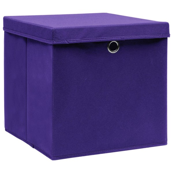 Cajas de almacenaje con tapas 10 uds morado 28x28x28 cm