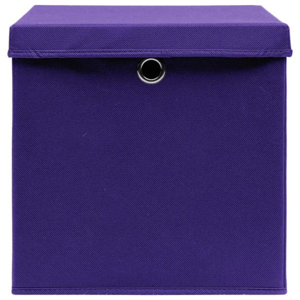 Cajas de almacenaje con tapas 10 uds morado 28x28x28 cm