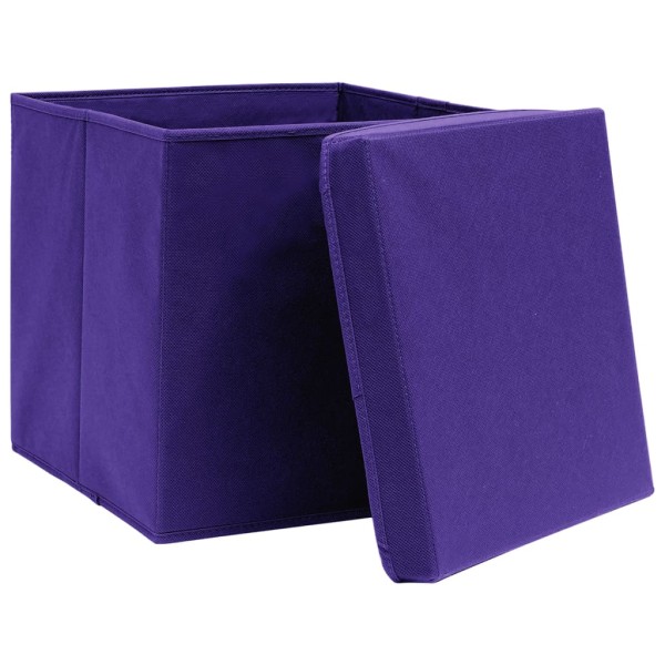 Cajas de almacenaje con tapas 10 uds morado 28x28x28 cm