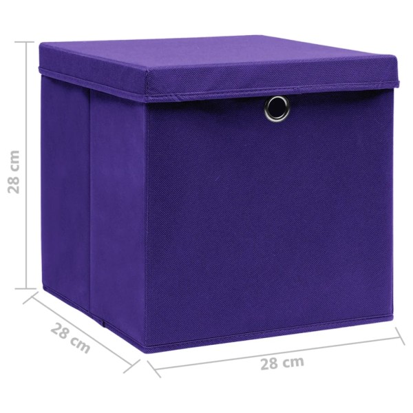 Cajas de almacenaje con tapas 10 uds morado 28x28x28 cm