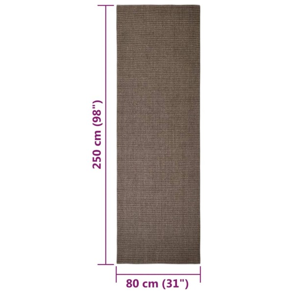 Alfombra de sisal natural marrón 80x250 cm