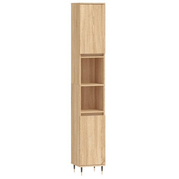 Armario de baño madera contrachapada roble Sonoma 30x30x190 cm