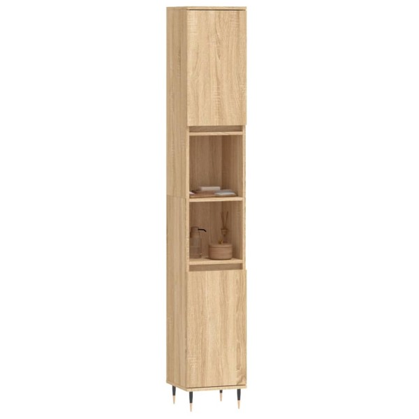 Armario de baño madera contrachapada roble Sonoma 30x30x190 cm