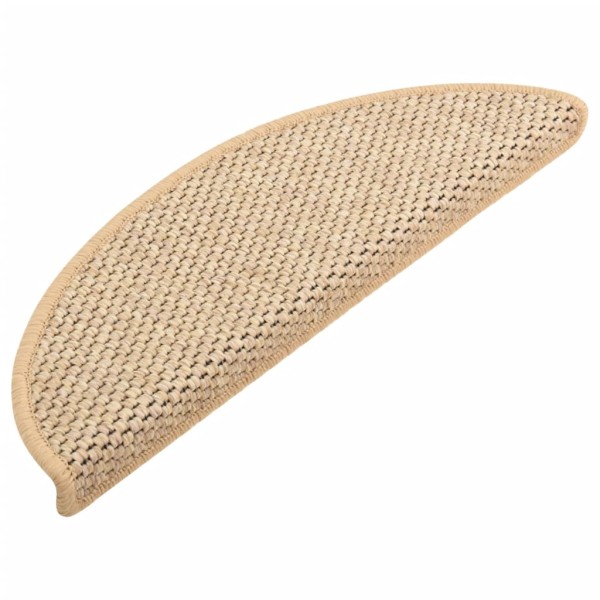 Alfombrilla autoadhesiva escalera sisal 15 uds beige 56x17x3 cm