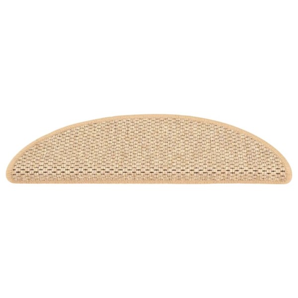 Alfombrilla autoadhesiva escalera sisal 15 uds beige 56x17x3 cm