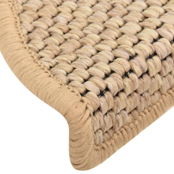 Alfombrilla autoadhesiva escalera sisal 15 uds beige 56x17x3 cm