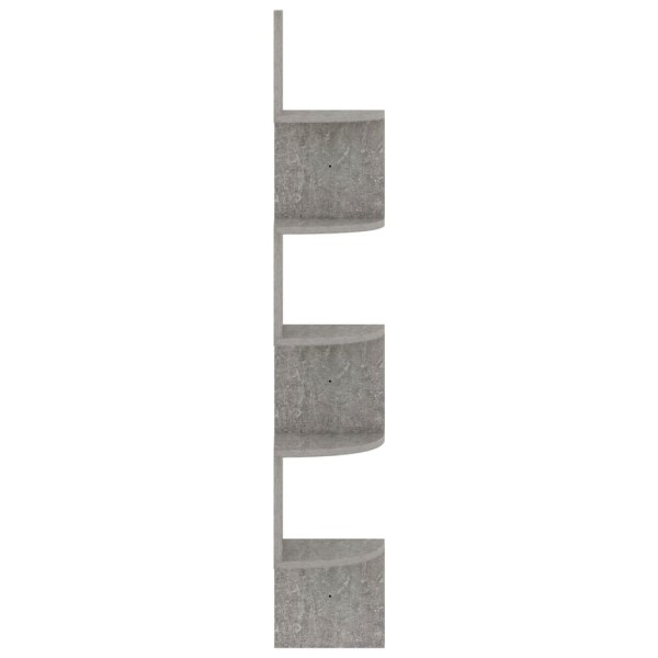 Estante de esquina de pared madera de ingeniería gris hormigón