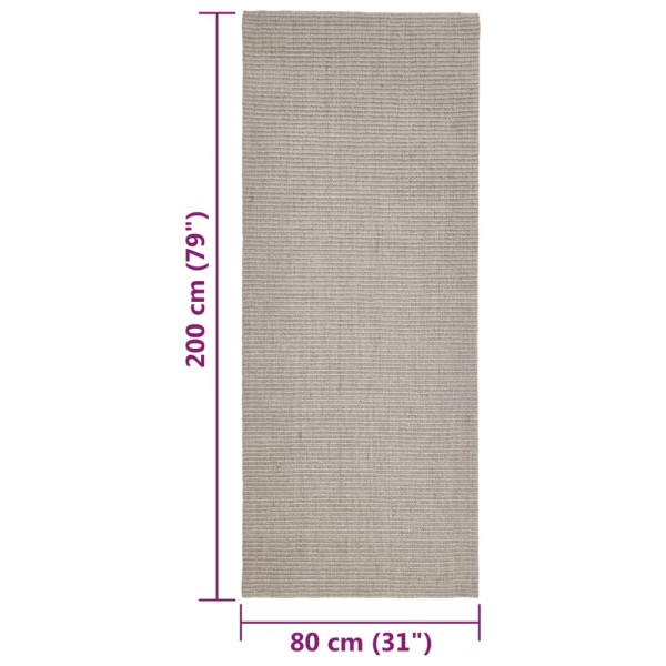 Alfombra de sisal natural color arena 80x200 cm