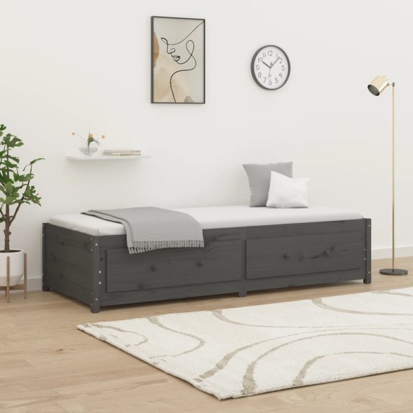 Sofá cama madera maciza de pino gris 80x200 cm