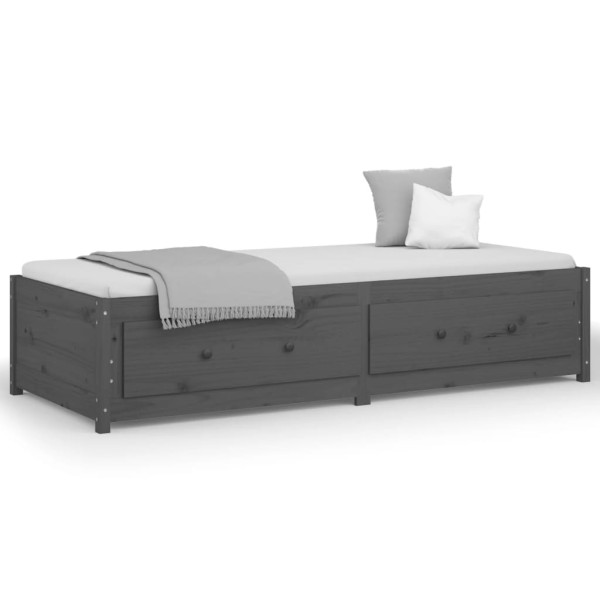 Sofá cama madera maciza de pino gris 80x200 cm