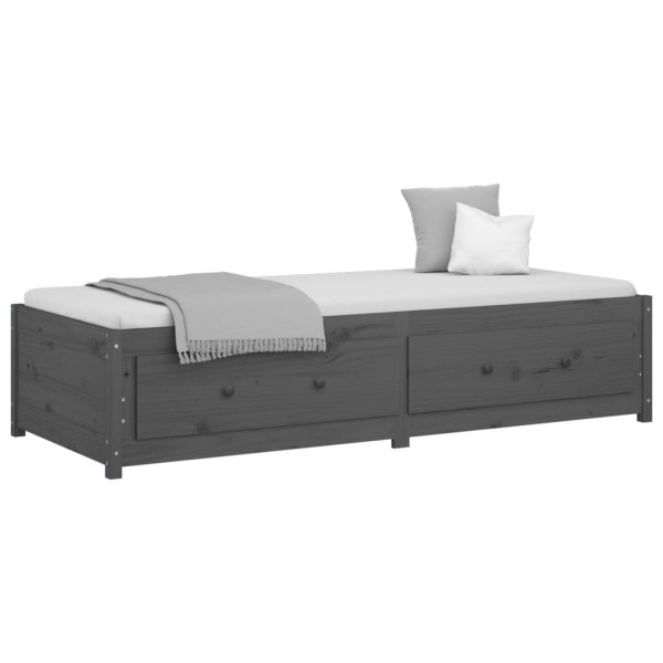 Sofá cama madera maciza de pino gris 80x200 cm