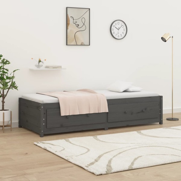 Sofá cama madera maciza de pino gris 80x200 cm