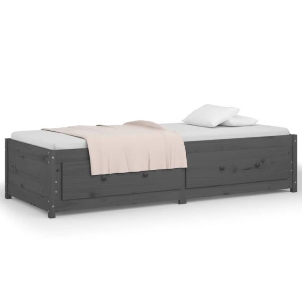 Sofá cama madera maciza de pino gris 80x200 cm