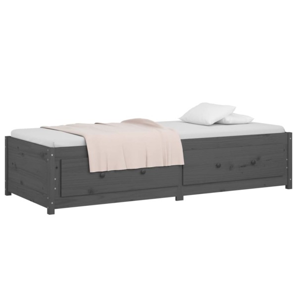 Sofá cama madera maciza de pino gris 80x200 cm