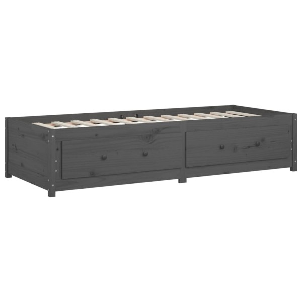 Sofá cama madera maciza de pino gris 80x200 cm