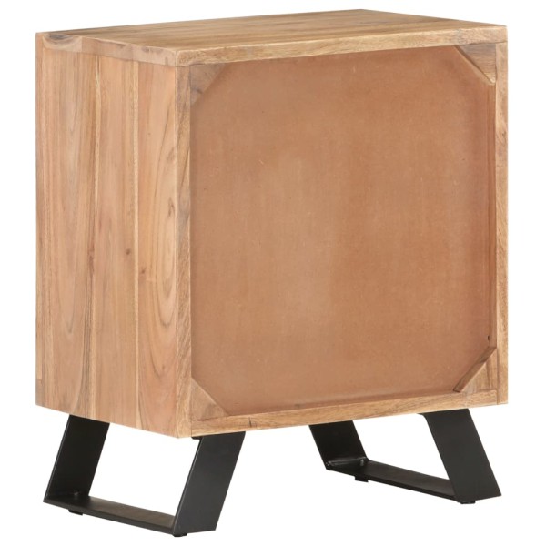 Mesita de noche madera maciza acacia borde natural 40x30x50 cm