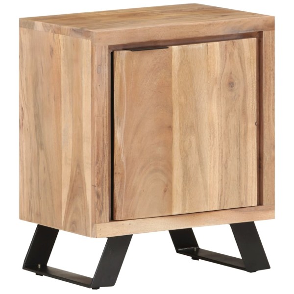 Mesita de noche madera maciza acacia borde natural 40x30x50 cm