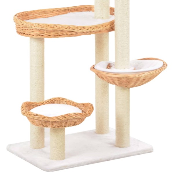 Rascador para gatos con poste de sisal madera natural de sauce