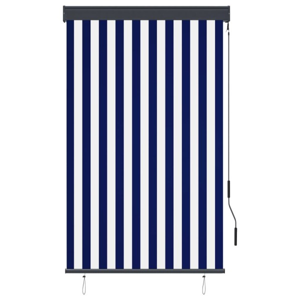 Estor enrollable de exterior azul y blanco 100x250 cm