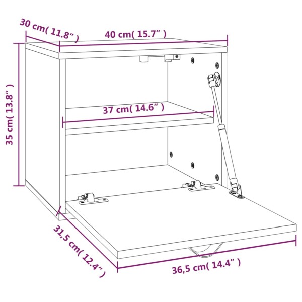 Armario de pared de madera maciza de pino blanco 40x30x35 cm