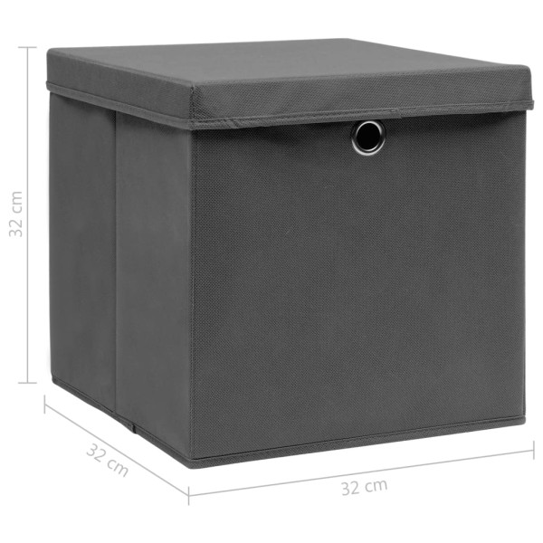 Cajas de almacenaje con tapas 10 uds tela gris 32x32x32 cm