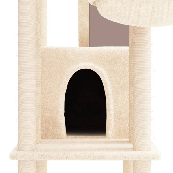 Rascador para gatos con postes de sisal color crema 201 cm