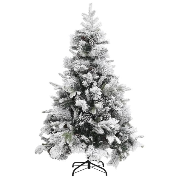 Árbol de Navidad con nieve flocada y piñas PVC y PE 150 cm