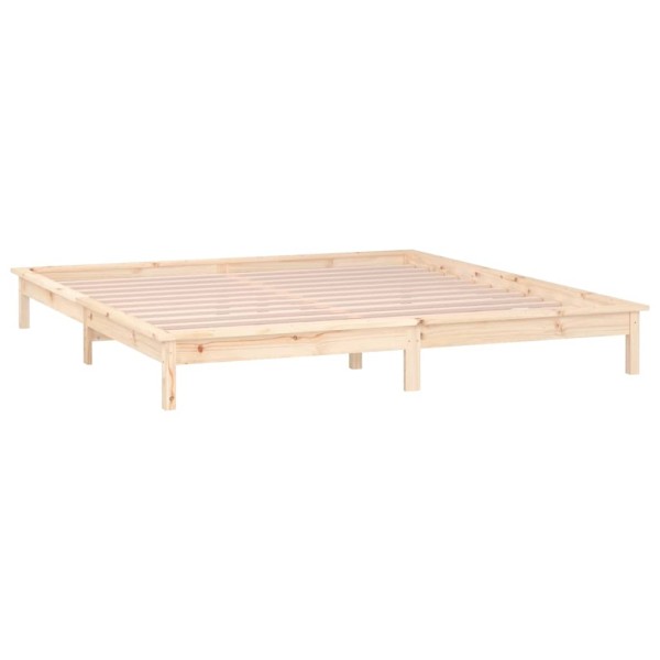 Estructura de cama con LED madera maciza gris 135x190 cm