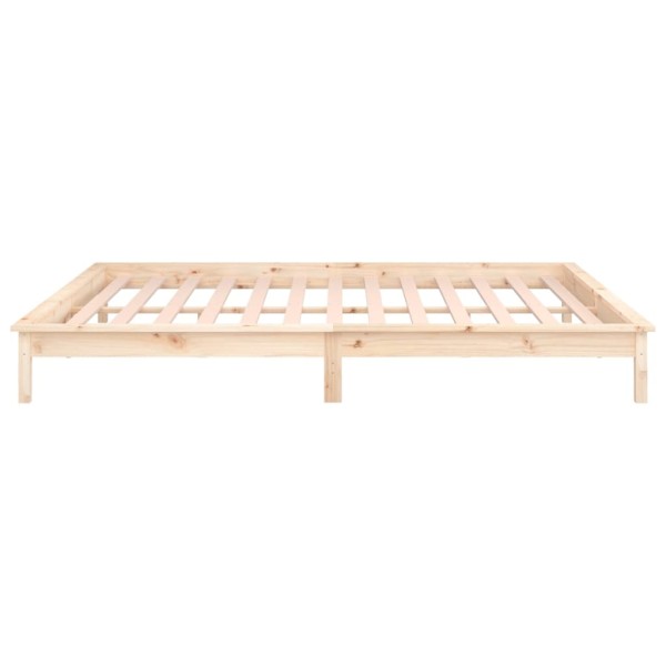 Estructura de cama con LED madera maciza gris 135x190 cm