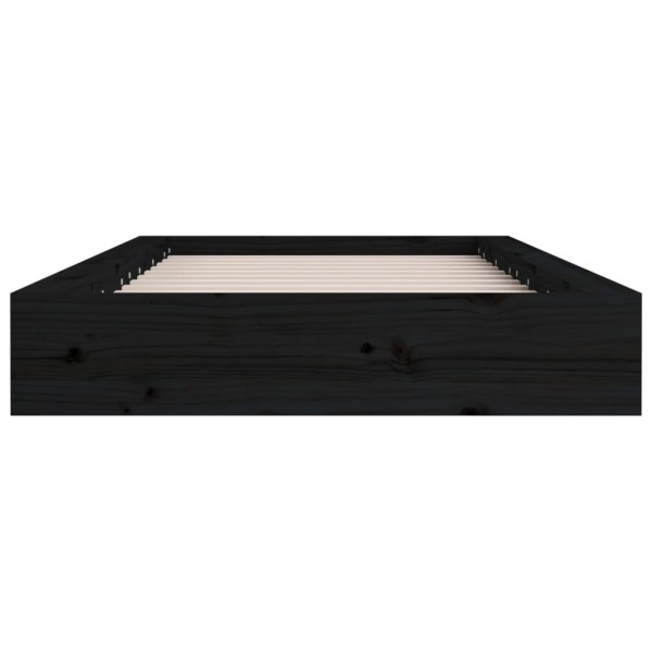 Estructura cama madera maciza negro 140x190 cm