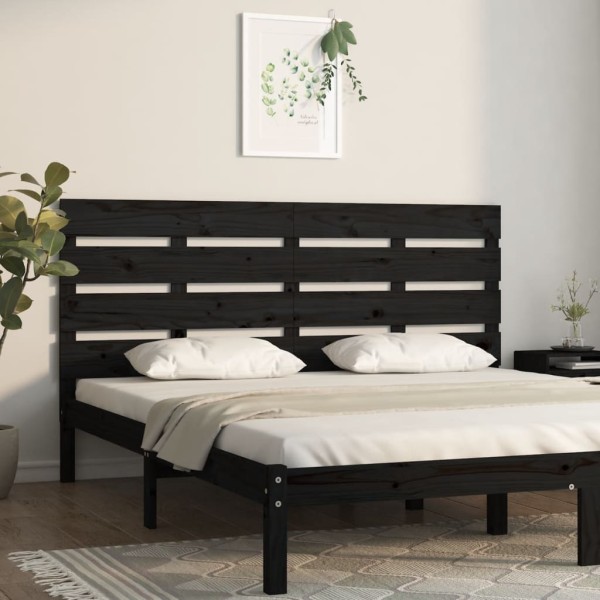 Cabecero de cama madera maciza de pino negro 200x3x80 cm