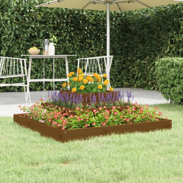 Jardinera de madera maciza de pino marrón miel 80x80x27 cm