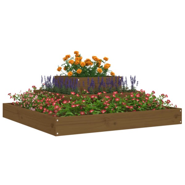 Jardinera de madera maciza de pino marrón miel 80x80x27 cm