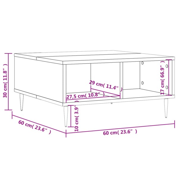 Mesa de centro madera de ingeniería gris Sonoma 60x60x30 cm