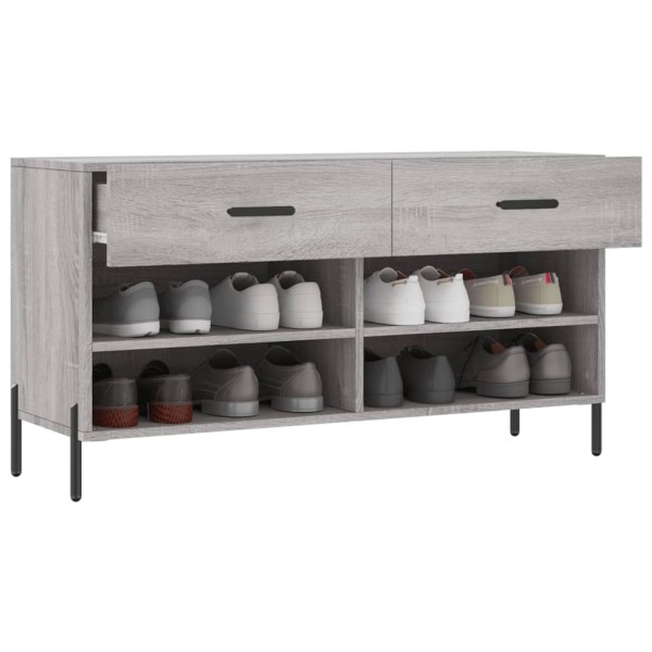 Banco zapatero madera de ingeniería gris Sonoma 102x35x55 cm