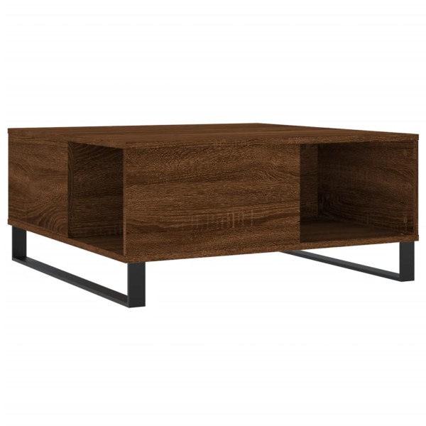 Mesa de centro madera contrachapada roble marrón 80x80x36,5 cm