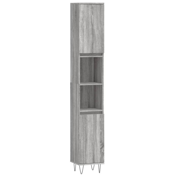 Armario de baño madera contrachapada gris Sonoma 30x30x190 cm