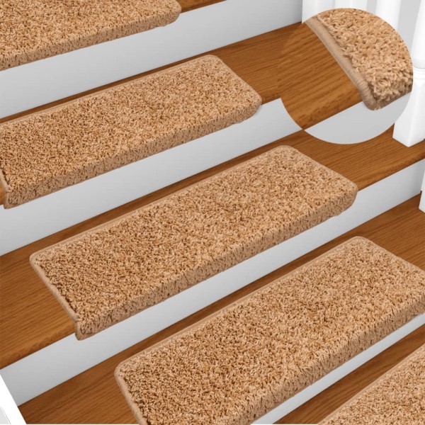 Alfombrillas de escalera 10 unidades beige 65x21x4 cm