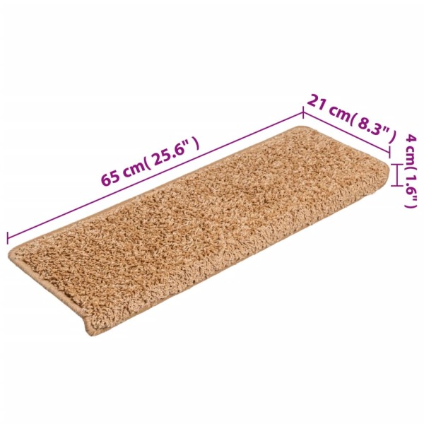 Alfombrillas de escalera 10 unidades beige 65x21x4 cm