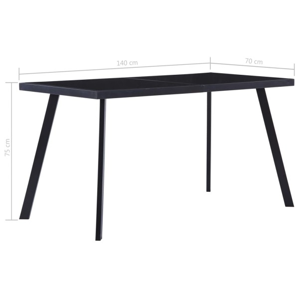 Mesa de comedor de vidrio templado negro 140x70x75 cm