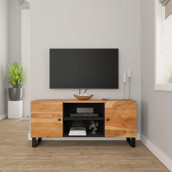 Mueble de TV madera maciza de acacia 105x33x46 cm