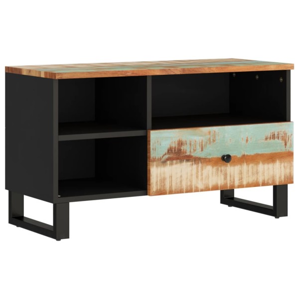 Mueble de TV madera reciclada y madera de ingeniería 80x33x46cm