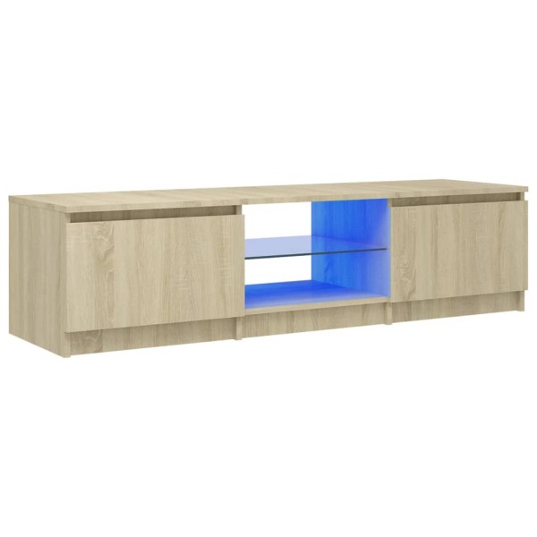 Armario TV con luces LED roble Sonoma 140x40x35,5 cm